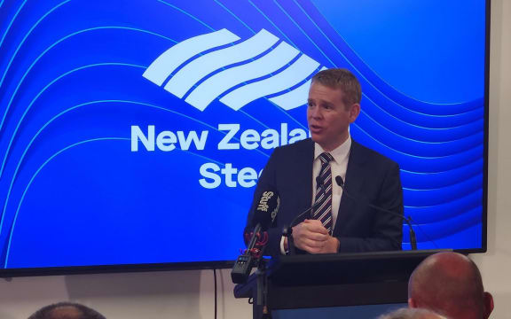 Prime Minister Chris Hipkins at the NZ Steel Glenbrook plant.