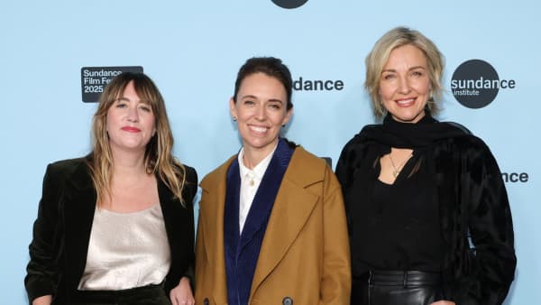 Lindsay Utz, Jacinda Ardern and Michelle Walshe attend the "Prime Minister" Premiere during the 2025 Sundance Film Festival at Eccles Center Theatre on January 24, 2025 in Park City, Utah.