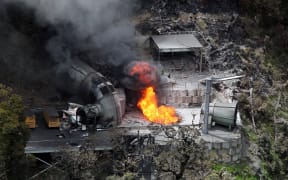 Pike River Coal Mine. Flames coming out of a ventilation shaft