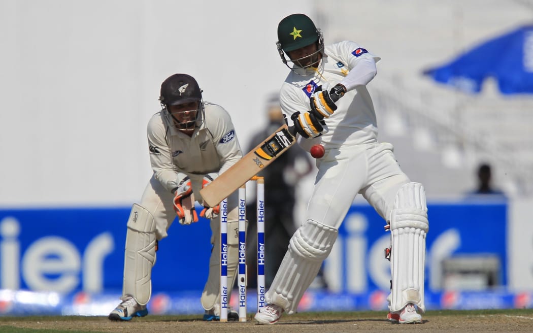 Mohammad Hafeez on his way to an unbeaten 178 against New Zealand in Sharjah