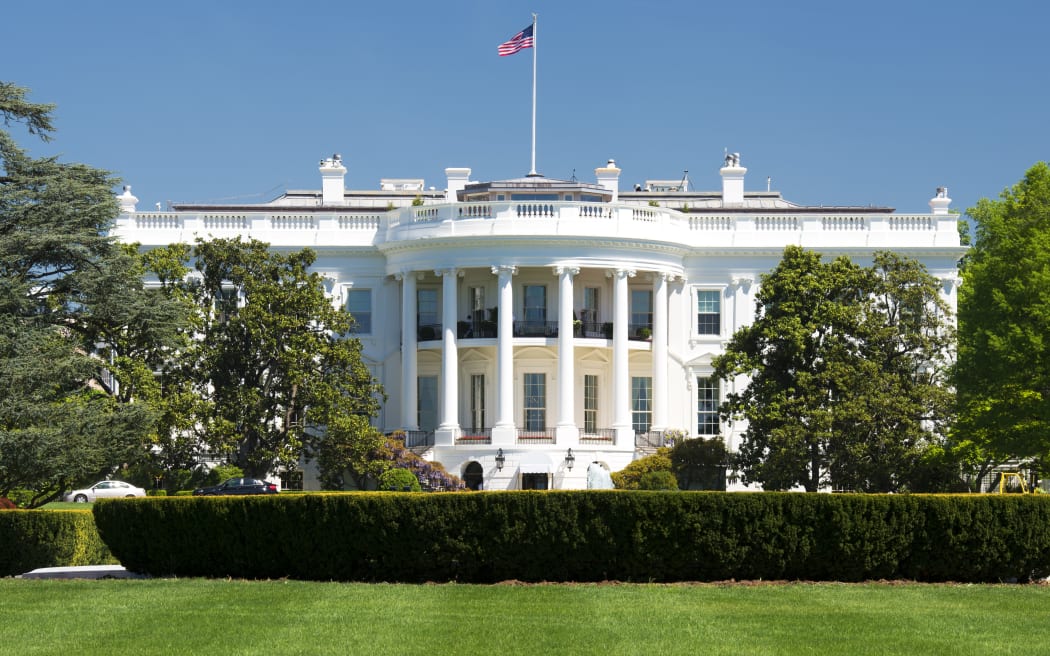 White House on deep blue sky background