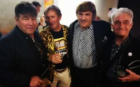 With Ray Columbus and the Invaders: Left to right Billy Kristian, Ray Columbus, Grant, Dave Russell