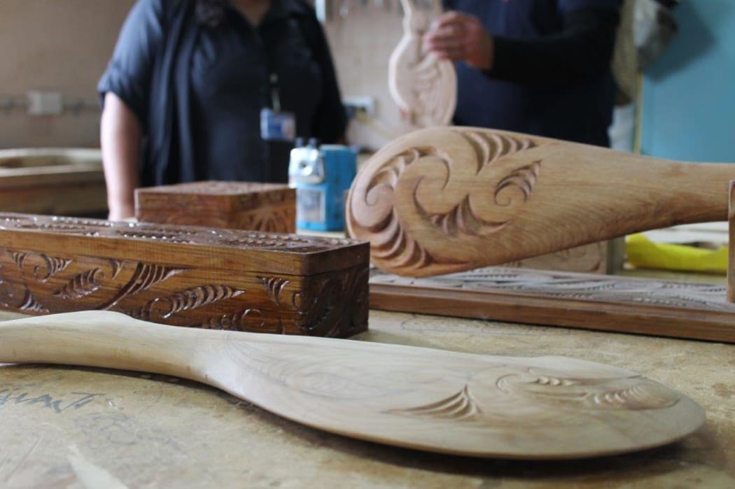 One long-term inmate at Hawke's Bay prison takes part in mau rākau training and is now learning the art of whakairo, or carving.