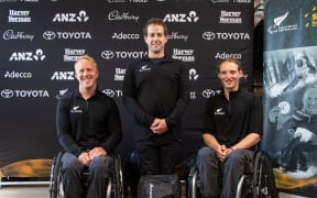 2022 NZ Winter Paralympic team members Corey Peters, Adam hall and Aaron Ewan.