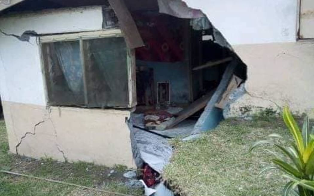 Cracks in a building on Vanuatu's Ambrym Island