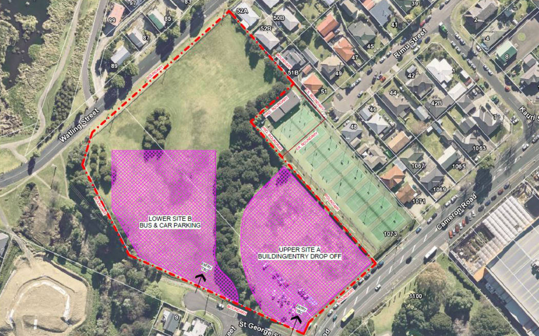An overhead view of the land at Gate Pā Reserve which could be the site of a future New Zealand Land Wars institute.