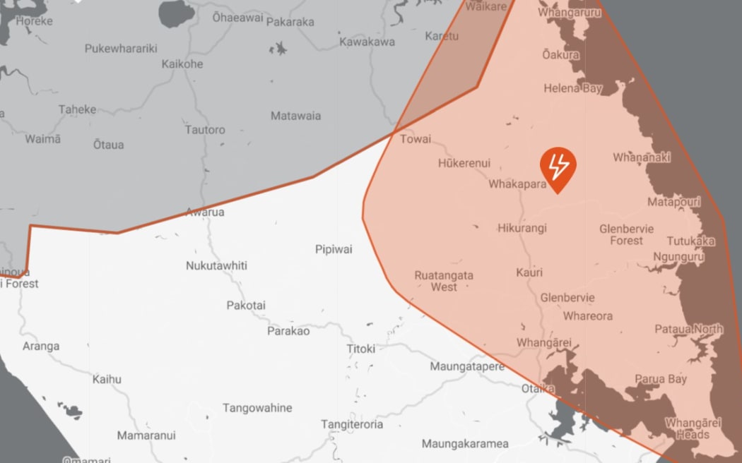 A map showing the outage area.