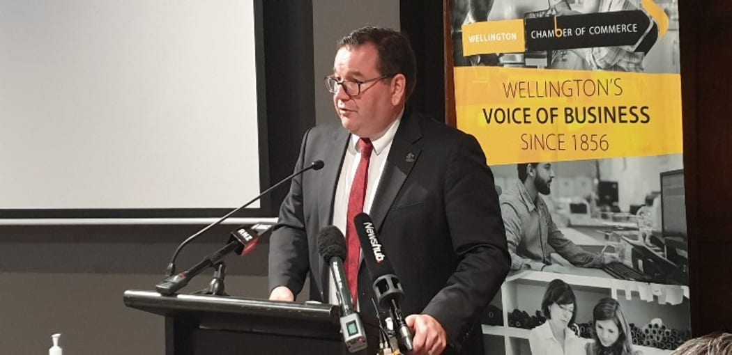 Grant Robertson speaking to the Wellington Chamber of Commerce.