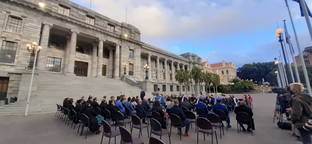 A ceremony to reopen Parliament grounds after protesters' occupation.