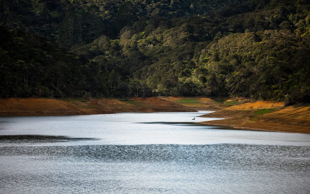 Aerials and stills of the Upper Mangatangi Dam at 44% of capacity