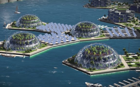 An artists impression of  sustainable domes