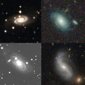 Examples of spiral galaxies found using Aladin online. Spirals are the most iconic galaxy shape and include many of the brightest galaxies in the nearby universe, like the Andromeda Galaxy.