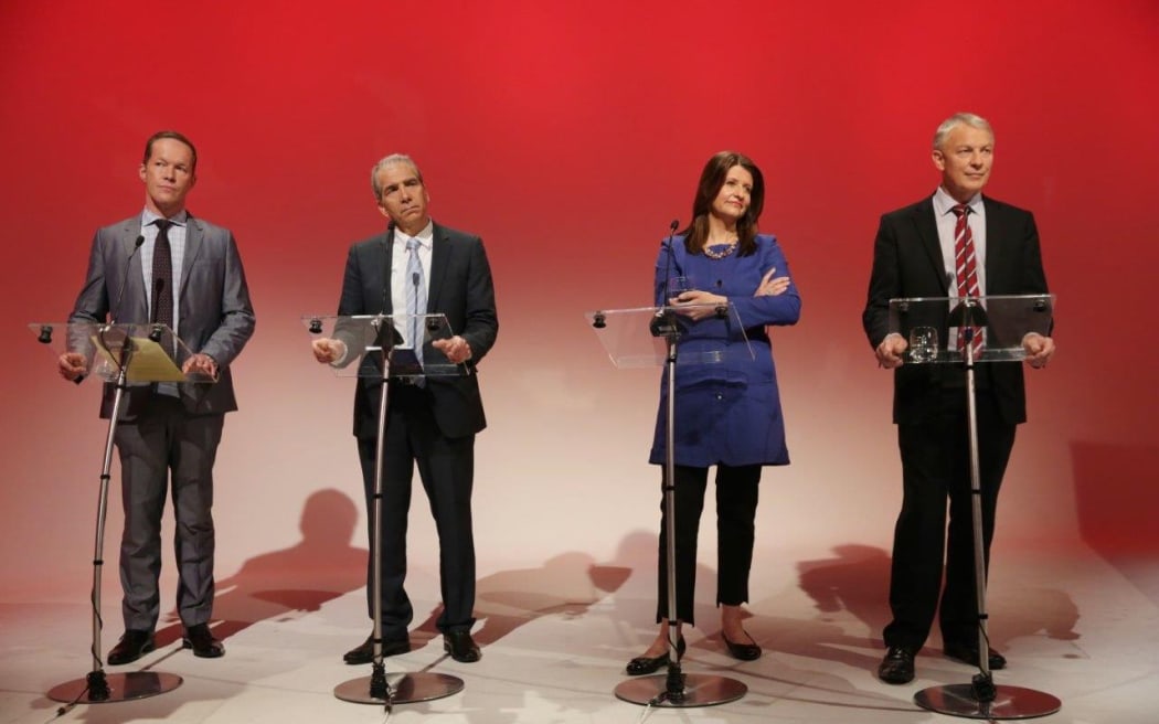 Auckland mayoral candidates, from left, Mark Thomas, John Palino, Vic Crone and Phil Goff.