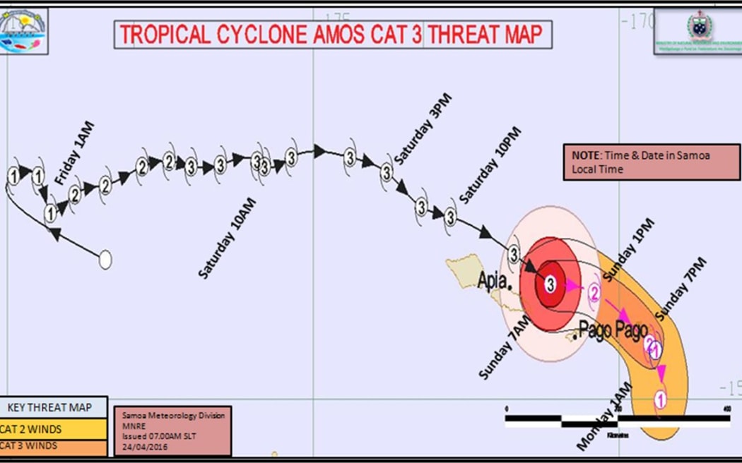 Latest threat tracking map for tropical cyclone Amos