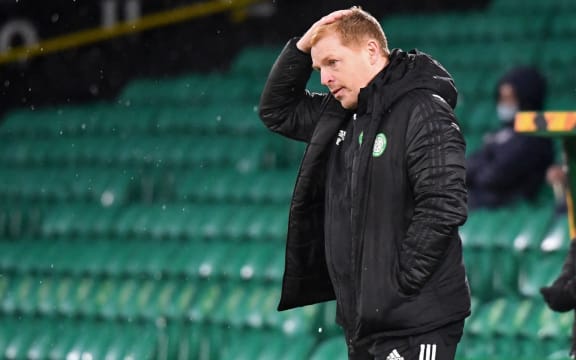 Celtic's Scottish head coach Neil Lennon gestures on the touchline during the UEFA Europa League Group H football match between Celtic and Lille at Celtic Park stadium in Glasgow, Scotland on December 10, 2020.