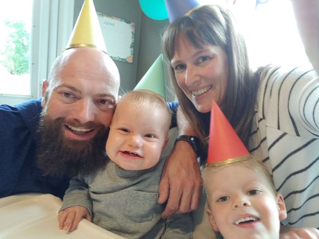 Pie-maker Jamie Scott and family.