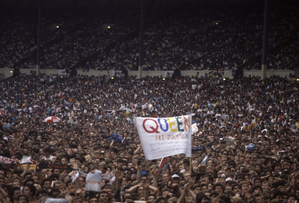 Queen 
Live at Wembley Stadium, 11th July 1986 (Photo by Tony Mottram / NurPhoto / NurPhoto via AFP)