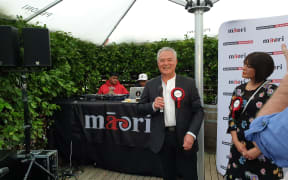 Māori Party co-leader John Tamihere arrives at his election night party in Te Atatū.