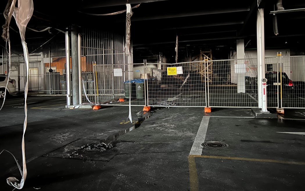 A fire-affected building in the central Auckland suburb of Newmarket.