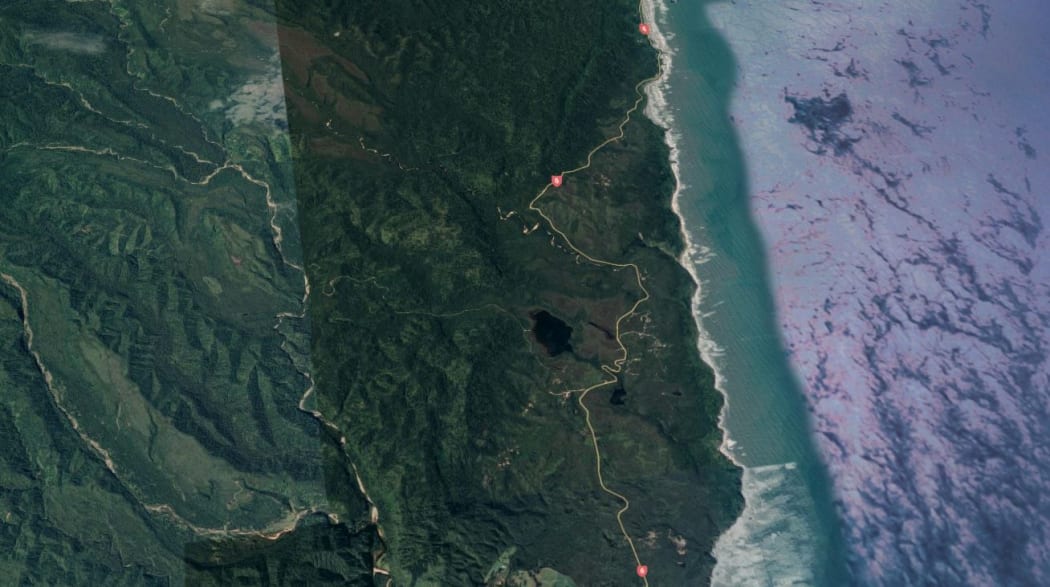West Coast map of area missing man Aritra Basu's car was found at the start of Tiropahi trail