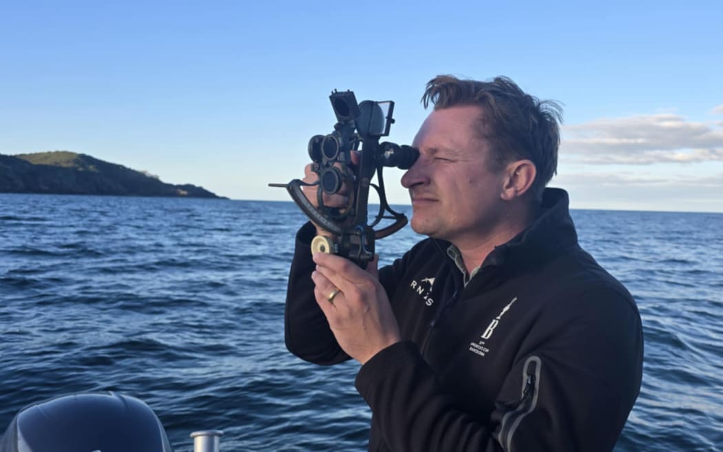 Hamish Williams and the sextant.