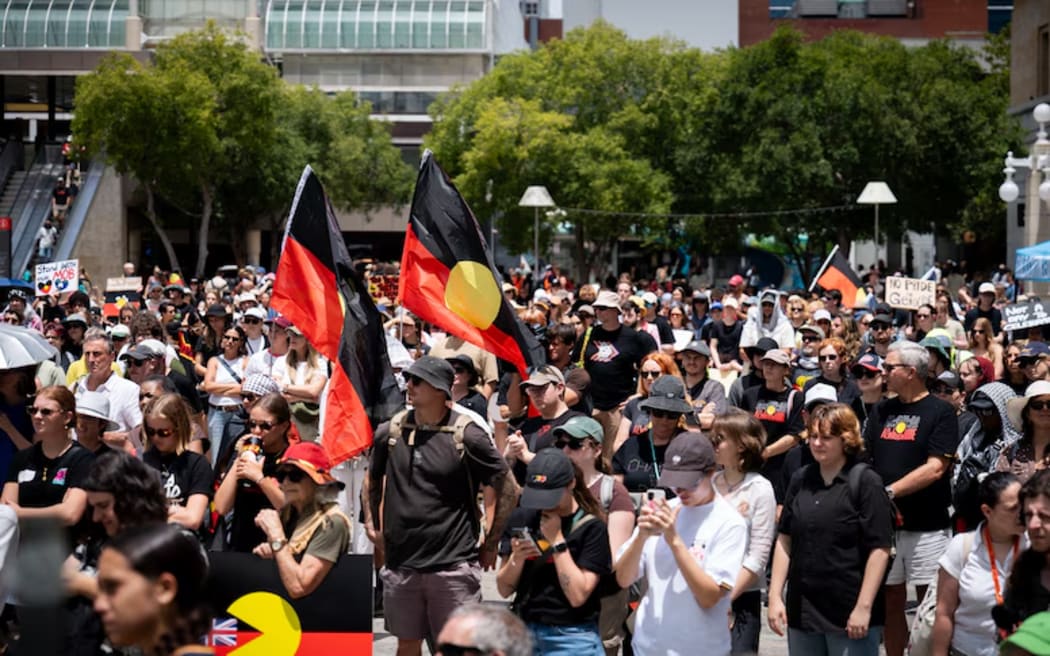 The homemade bomb was hurled into the crowd which had gathered to protest Invasion Day.