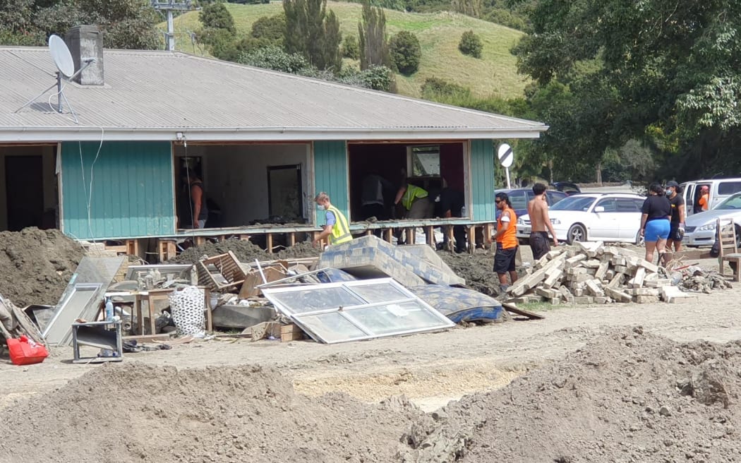 A clean-up at an Esk Valley house off State Highway 5 on Wednesday.