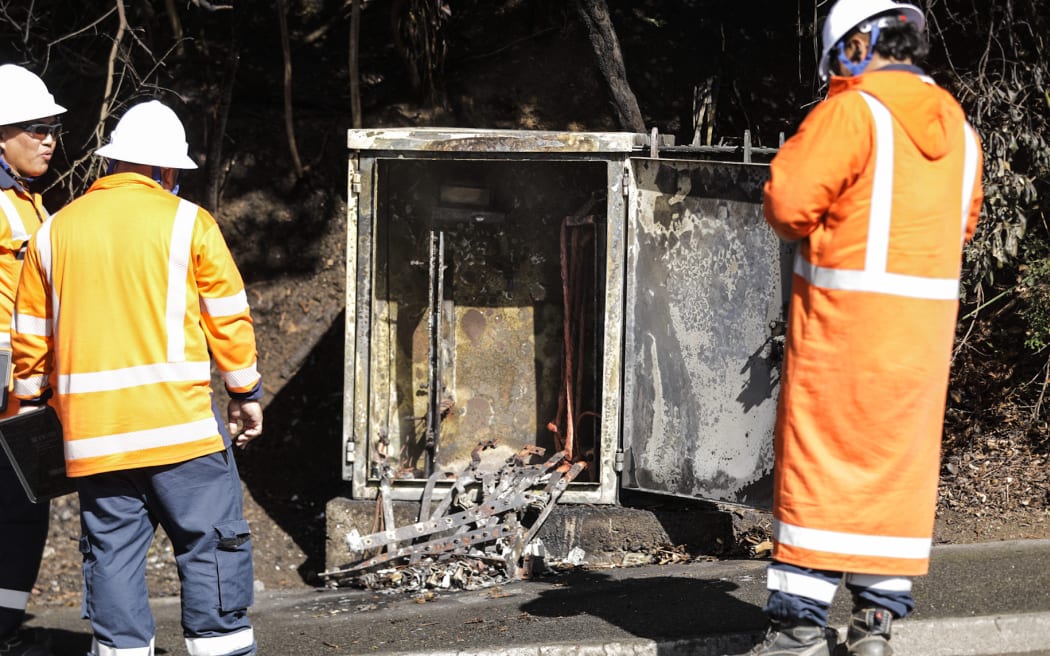 A transformer which caught fire in the Wellington suburb of Churton Park.