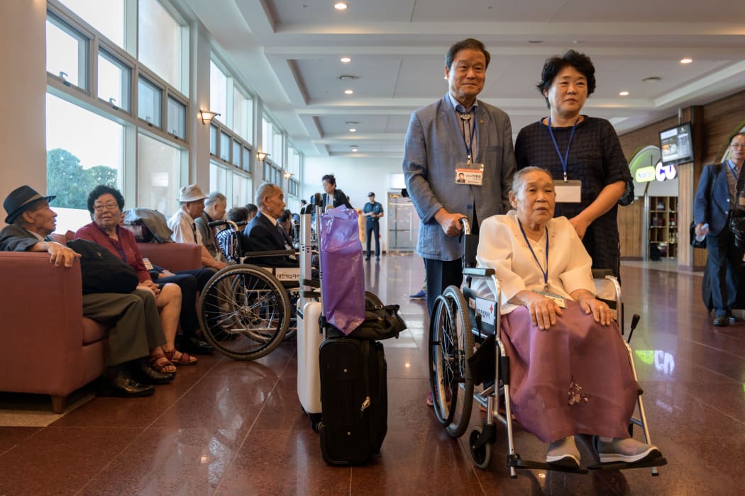 Inter-Korean family reunion participants prepare to depart for North Korea from a hotel resort in Sokcho.