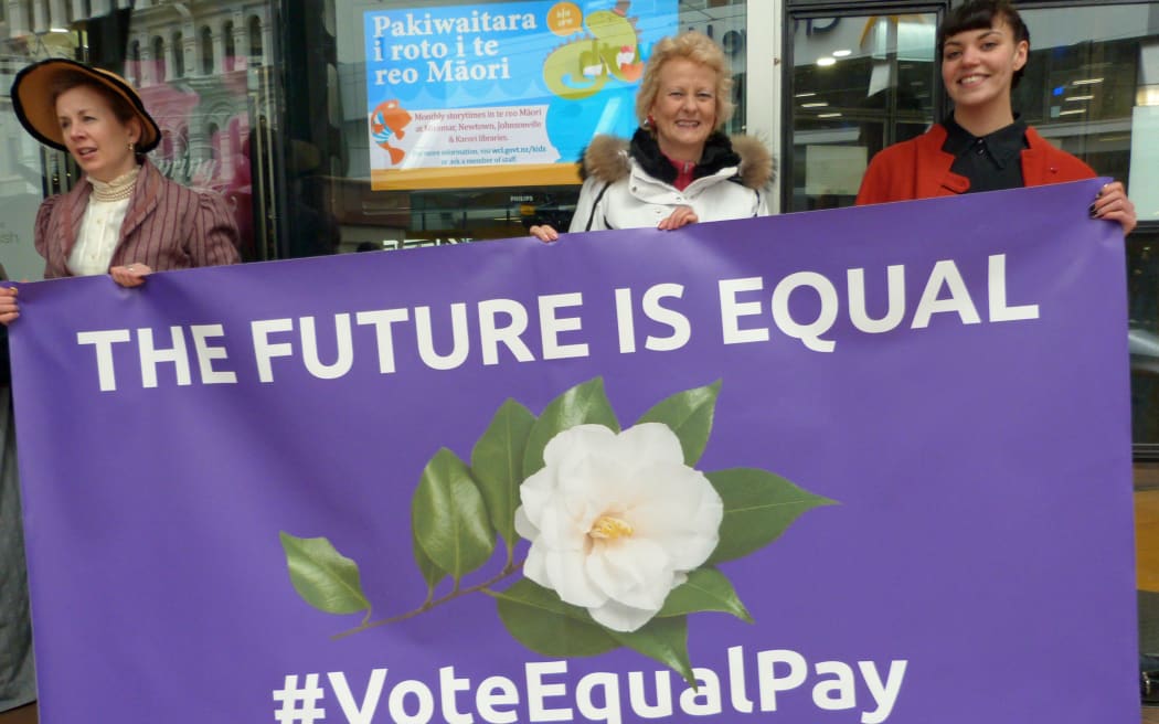 Many called for equal pay in Wellington.