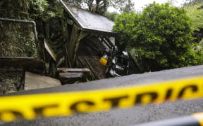 A slip on Otitori Bay Rd in Titirangi in Auckland