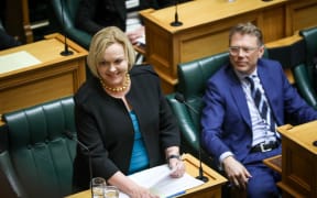 National Party leader Judith Collins asks her first question as leader of the Opposition to the Prime Minister Jacinda Ardern