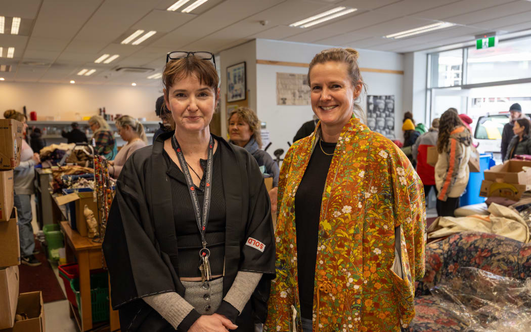 City Mission Op Shop retail and logistics supervisor Tina Burrows (left) and City Mission retail team leader Josie Cox (right)