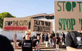 Protest against Massey University job cuts.