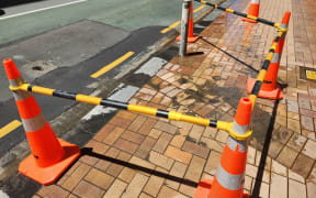 A new leak bubbled up through the paving stones behind the Old Bank Arcade in Wellington's city centre, on 11 January, 2024.