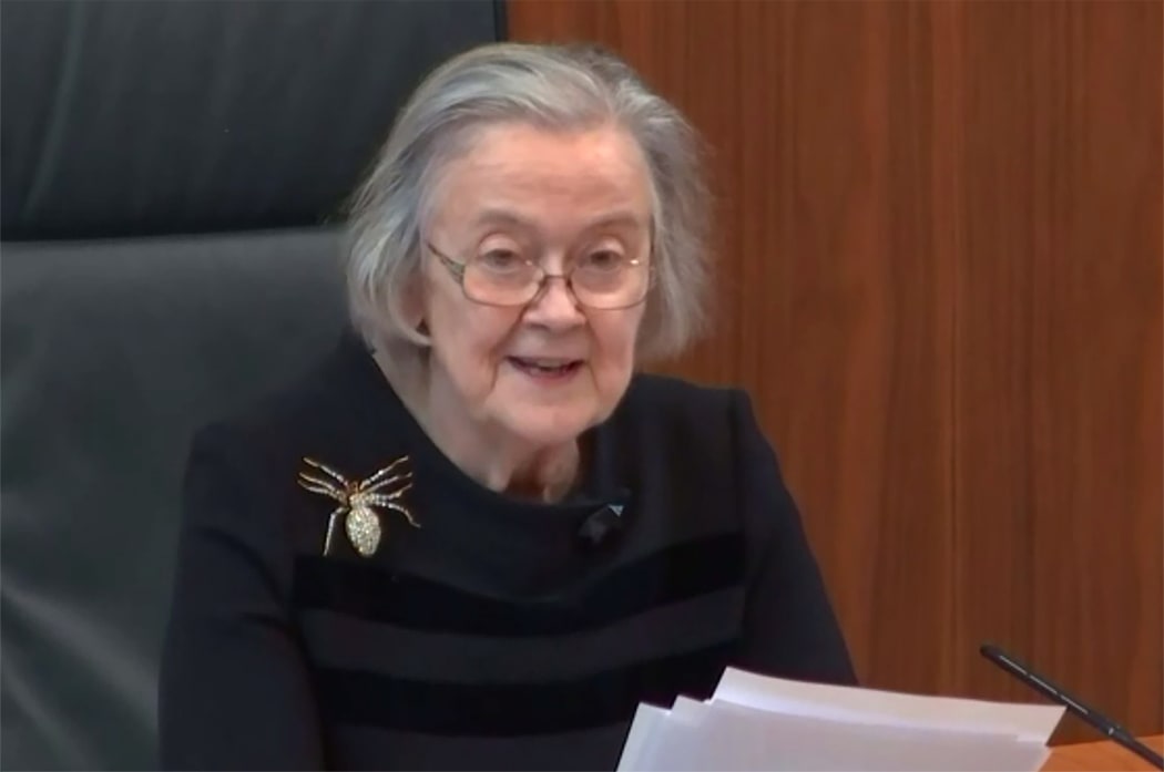 President of the Supreme Court Brenda Hale, Baroness Hale of Richmond, reading the court's judgement (screengrab provided by the Supreme Court).