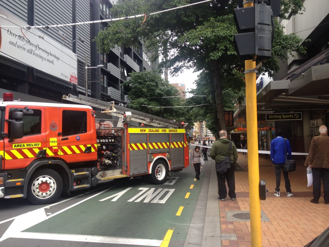The fire service has cordoned off Willis st in Central Wellington due to a risk of glass falling off a nearby building.
