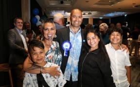 Tama Potaka and his whanau at the National Party event at Novotel in Hamilton on the evening of the Hamilton West by-election on 10 December 2022.