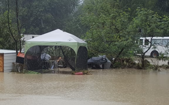 Eskdale Holiday Park campground was flooded after the river breached its banks.