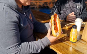 A traditional German bratwurst sausage in Uruti.