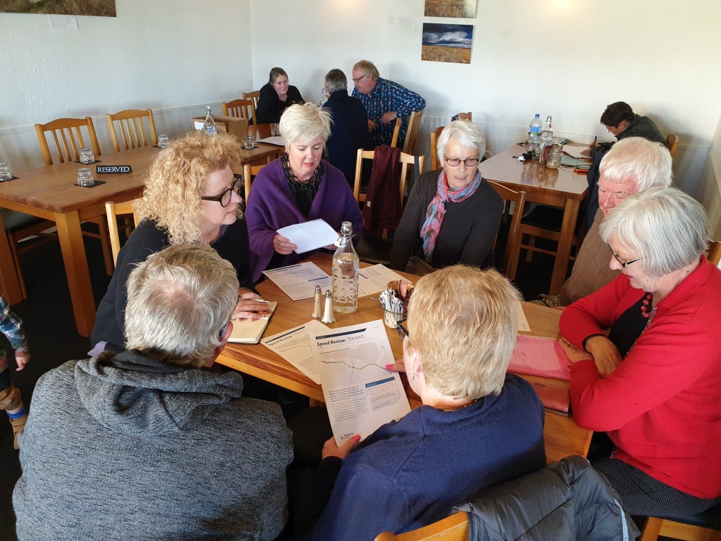 Tekapo residents meeting to demand a speed limit on the state highway through the town.