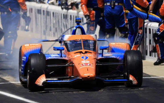 Scott Dixon pits during the 106th running of the Indianapolis 500 at Indianapolis Motor Speedway on 29 May, 2022, in Indianapolis, Indiana.