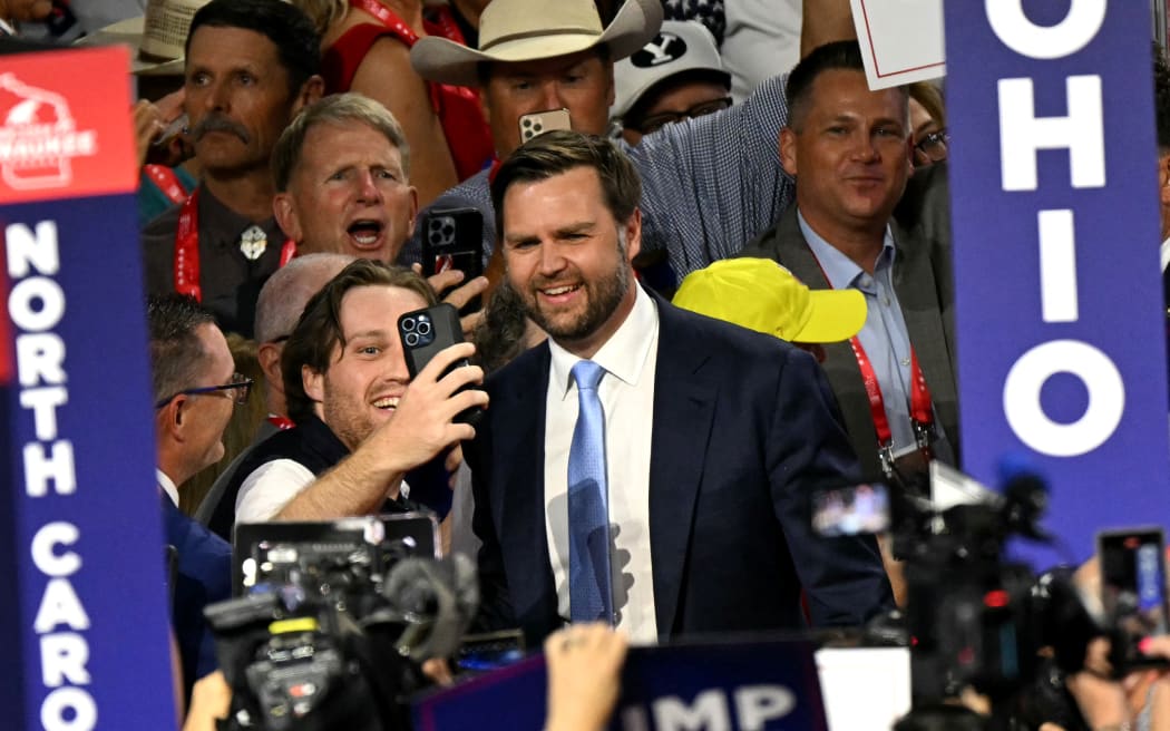 US Senator from Ohio and 2024 Republican vice-president candidate J. D. Vance attends the first day of the 2024 Republican National Convention at the Fiserv Forum in Milwaukee, Wisconsin, July 15, 2024. Days after he survived an assassination attempt, Republicans are set to nominate Donald Trump as the party's official presidential candidate at the Republican National Convention taking place in Milwaukee, Wisconsin, from July 15 to 18. (Photo by Patrick T. Fallon / AFP)
