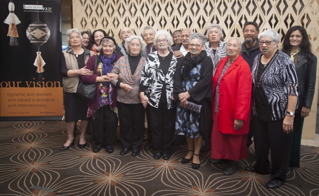 Whaea Liz with her whanau at this years Te Waka Toi Awards.