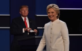 Hillary Clinton and Donald Trump during a presidential debate in Las Vegas, Nevada on 19 October 2016.