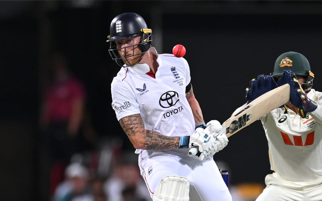 England batsman Ben Stokes evades a ball, Ashes series, 2025.