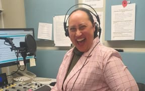 Newsreader Marama T-Pole rocking one of her op-shop finds.