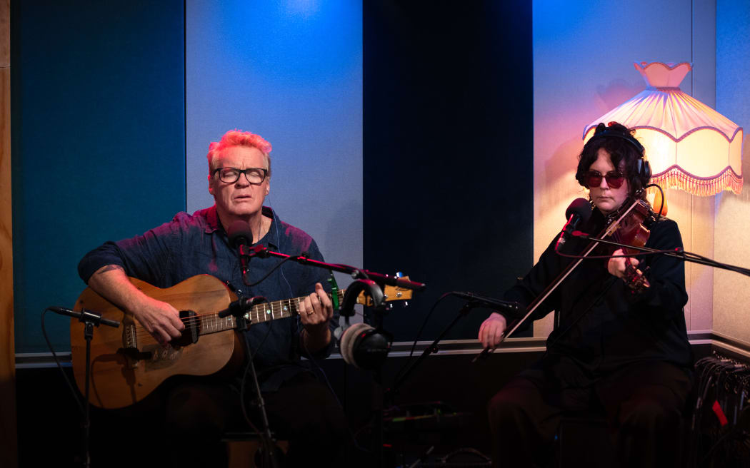 Don McGlashan performing in the RNZ studios for NZ Live. Accompanied by Anita Clark.