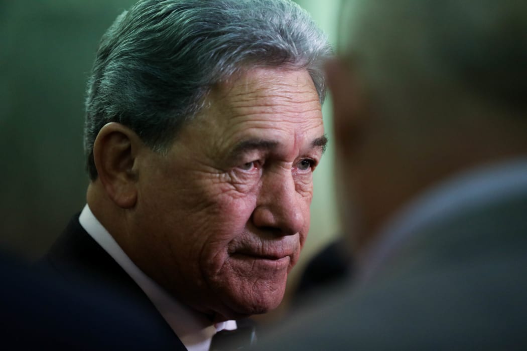 Deputy Prime Minister and leader of New Zealand First Winston Peters fields questions from journalists at Parliament. 10 April 2018