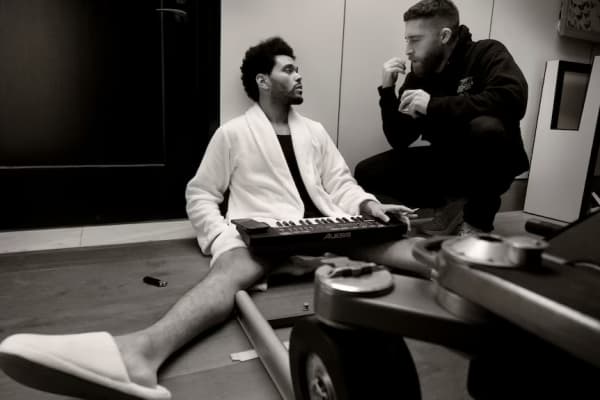 Abel Tesfaye with Hurry Up Tomorrow director Trey Edward Shults.